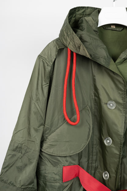 Burberry Green Tape Detail Showerproof Hooded Parka