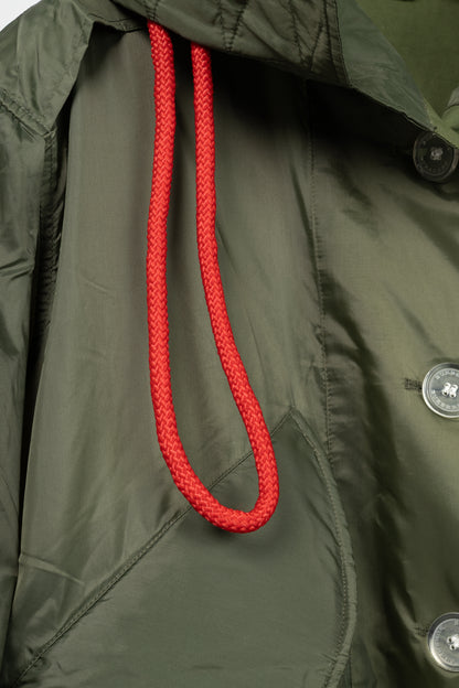 Burberry Green Tape Detail Showerproof Hooded Parka