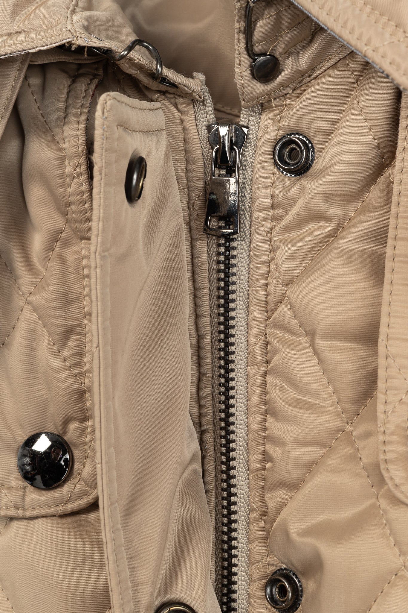 Burberry Tan Quilted-Taffeta Belted Hooded Jacket