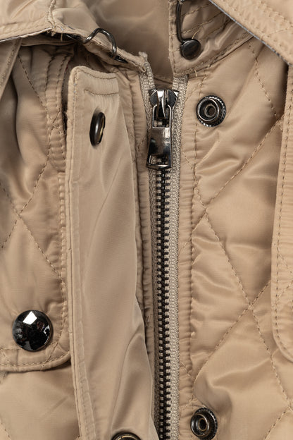 Burberry Tan Quilted-Taffeta Belted Hooded Jacket