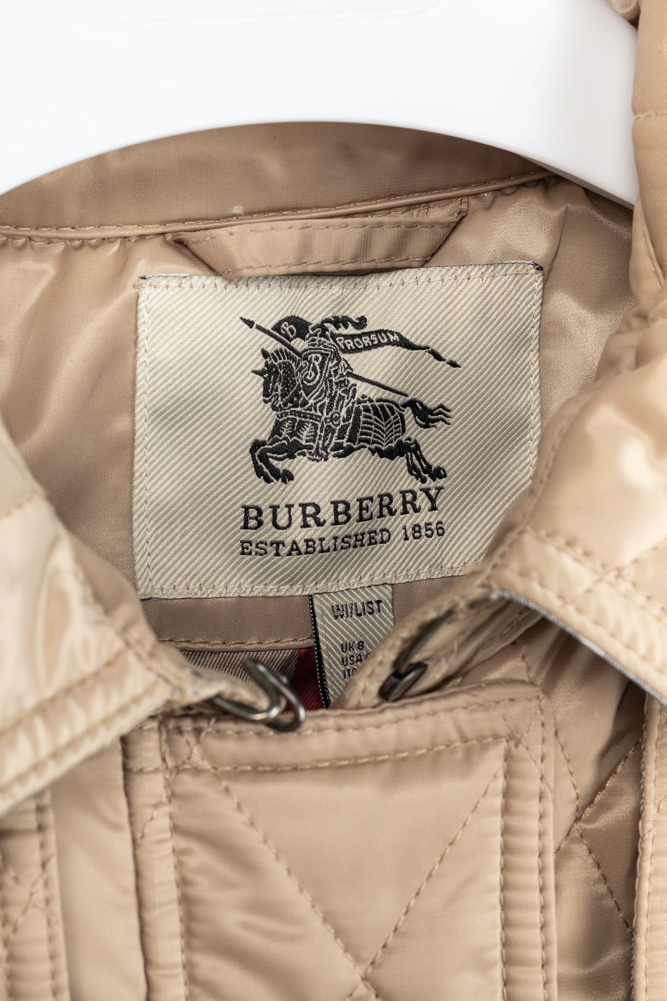 Burberry Tan Quilted-Taffeta Belted Hooded Jacket