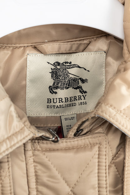 Burberry Tan Quilted-Taffeta Belted Hooded Jacket