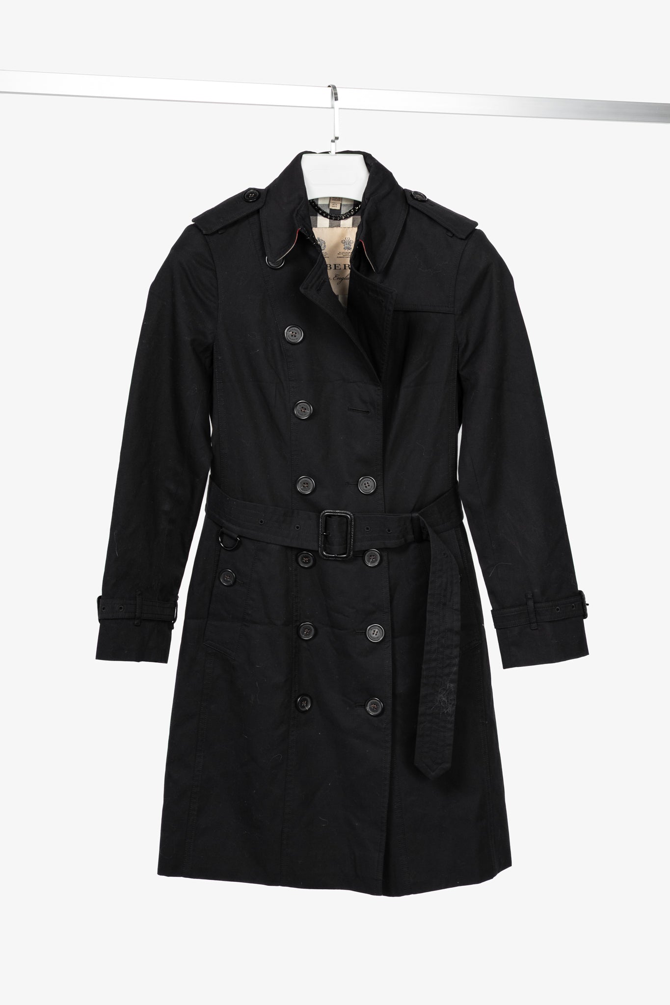 Burberry Sandringham Long Black Belted Double-Breasted Trench Coat