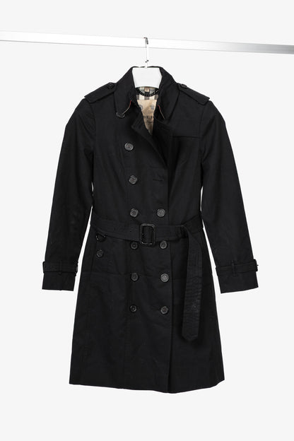 Burberry Sandringham Long Black Belted Double-Breasted Trench Coat