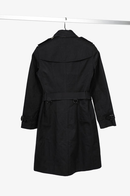 Burberry Sandringham Long Black Belted Double-Breasted Trench Coat
