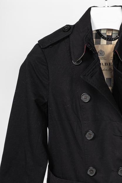 Burberry Sandringham Long Black Belted Double-Breasted Trench Coat