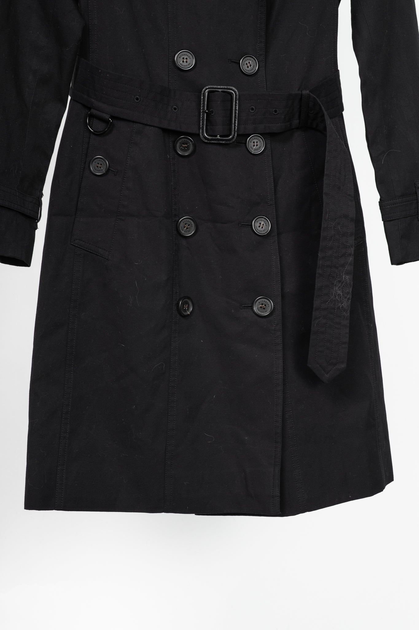 Burberry Sandringham Long Black Belted Double-Breasted Trench Coat