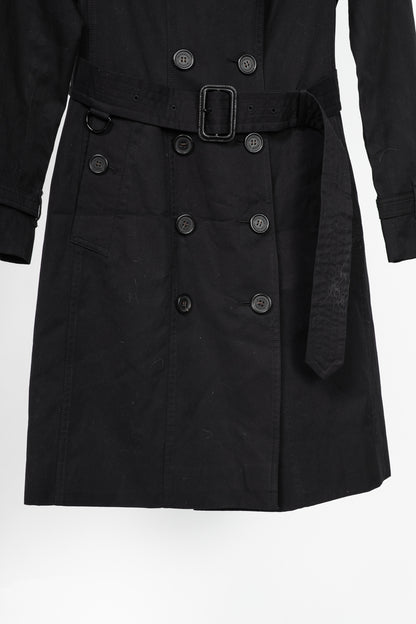 Burberry Sandringham Long Black Belted Double-Breasted Trench Coat