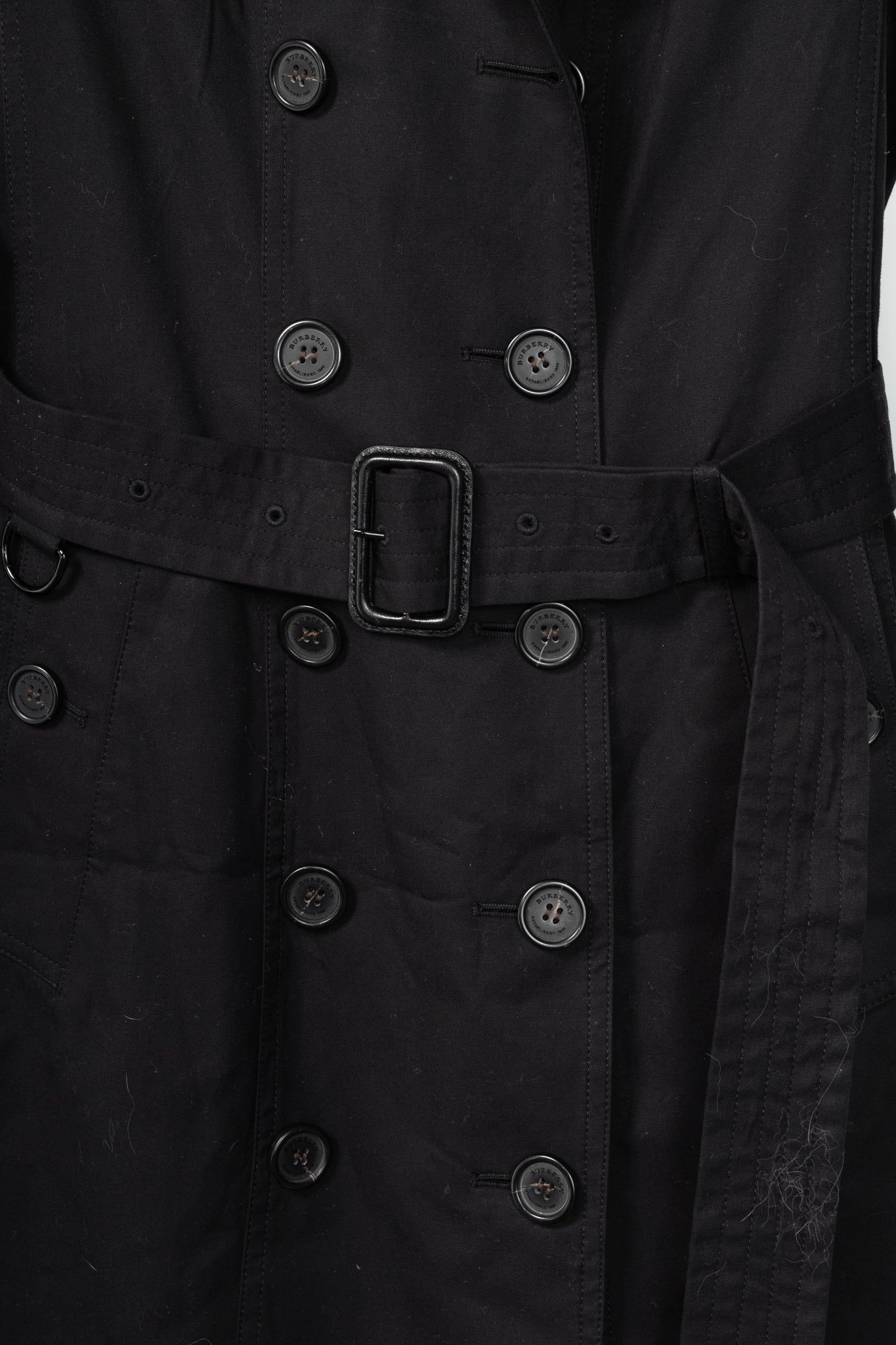 Burberry Sandringham Long Black Belted Double-Breasted Trench Coat
