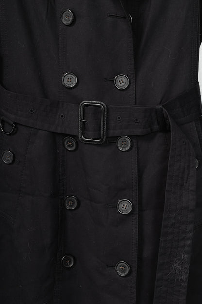 Burberry Sandringham Long Black Belted Double-Breasted Trench Coat