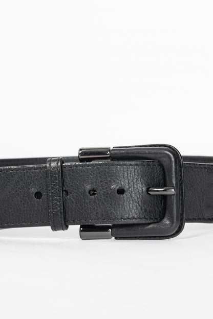 Burberry Check Canvas & Black-Leather Belt