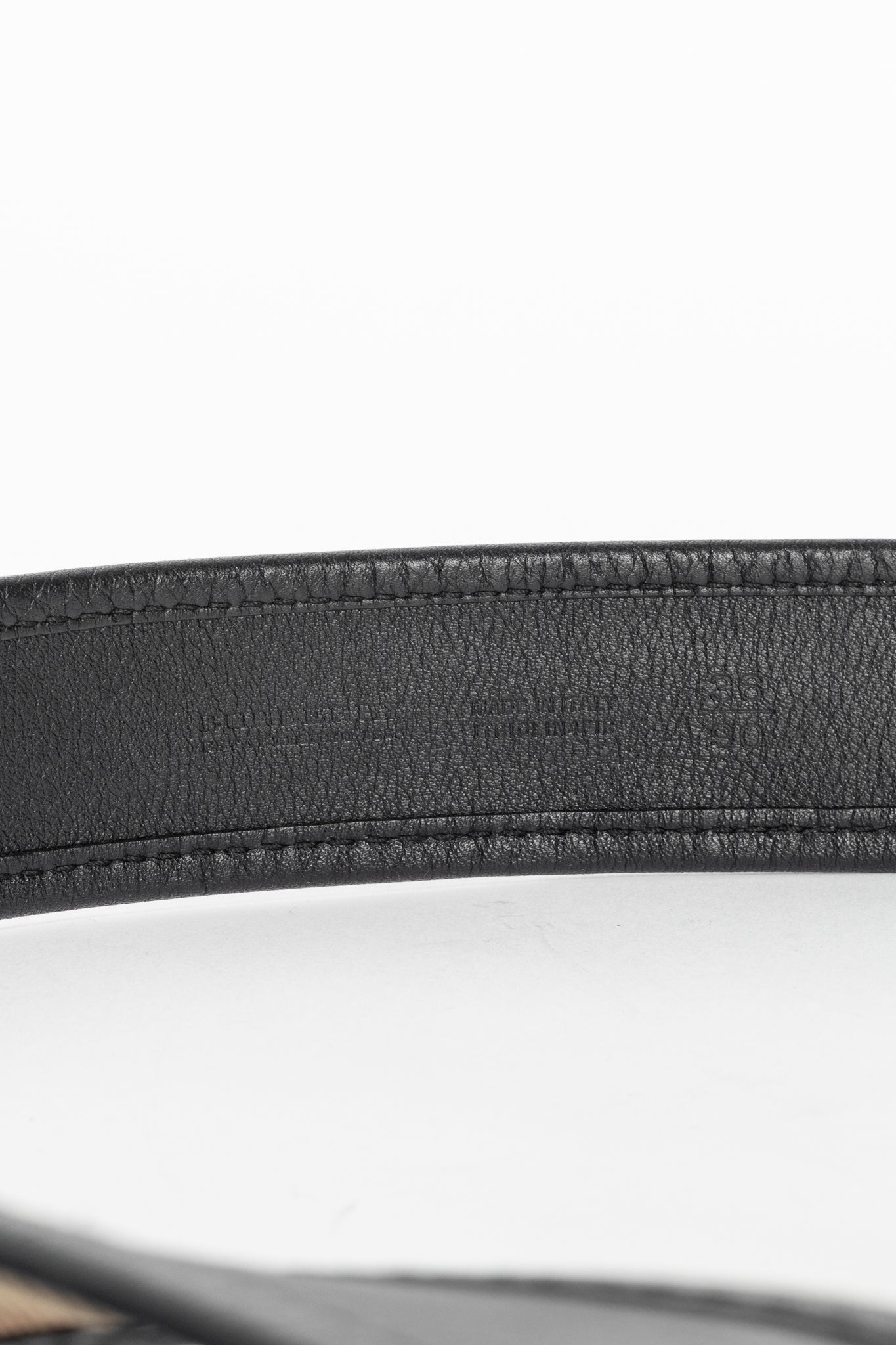 Burberry Check Canvas & Black-Leather Belt
