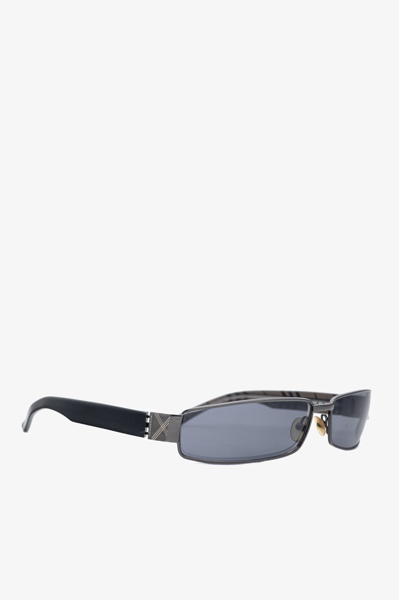 Burberry B9424 Black Check-Temple Rectangular Sunglasses