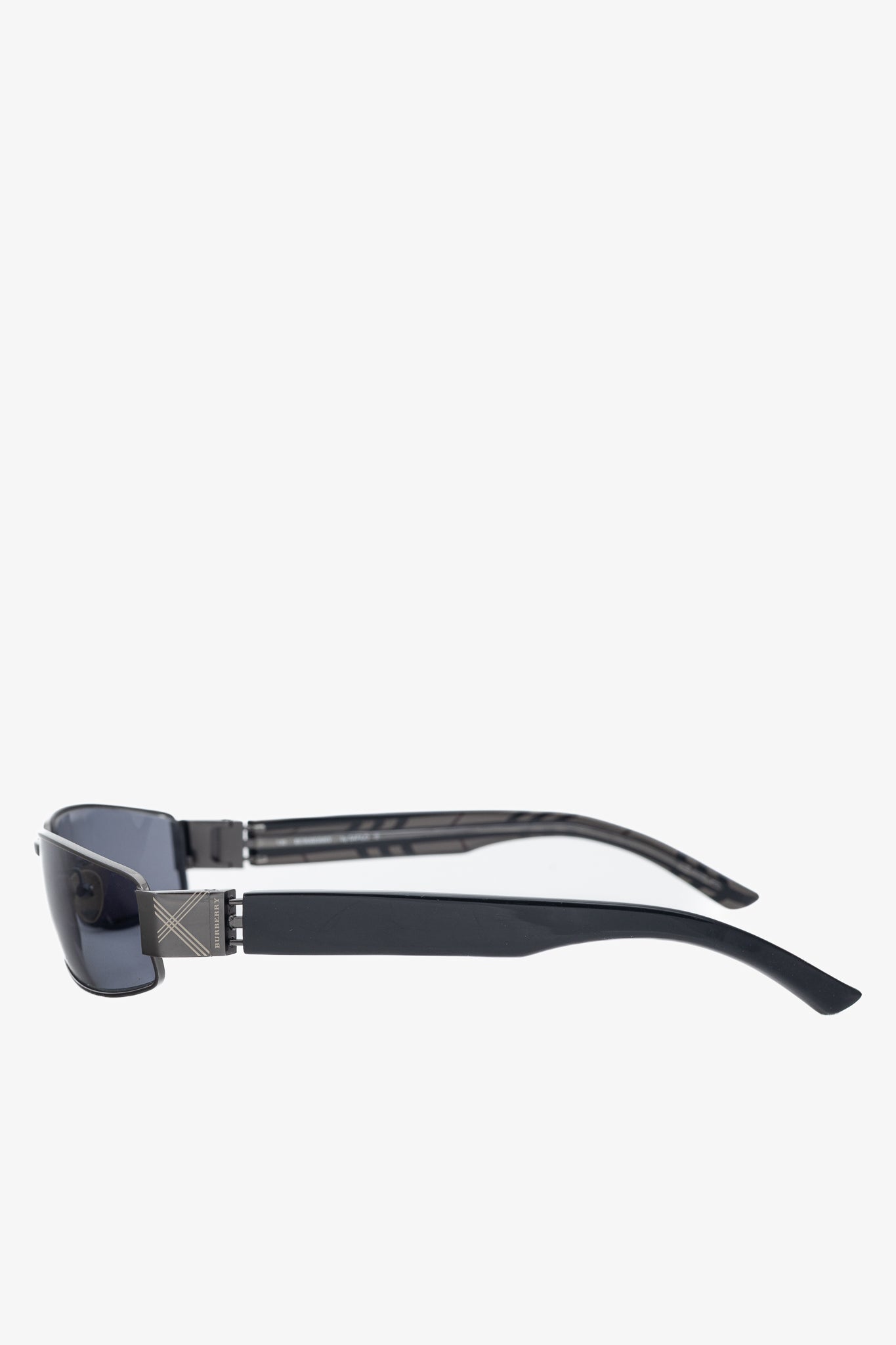 Burberry B9424 Black Check-Temple Rectangular Sunglasses