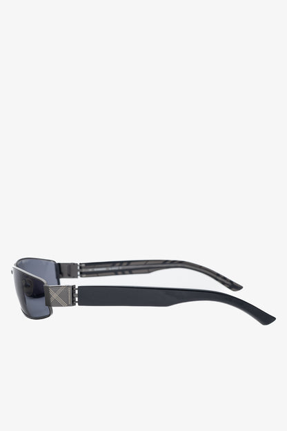 Burberry B9424 Black Check-Temple Rectangular Sunglasses