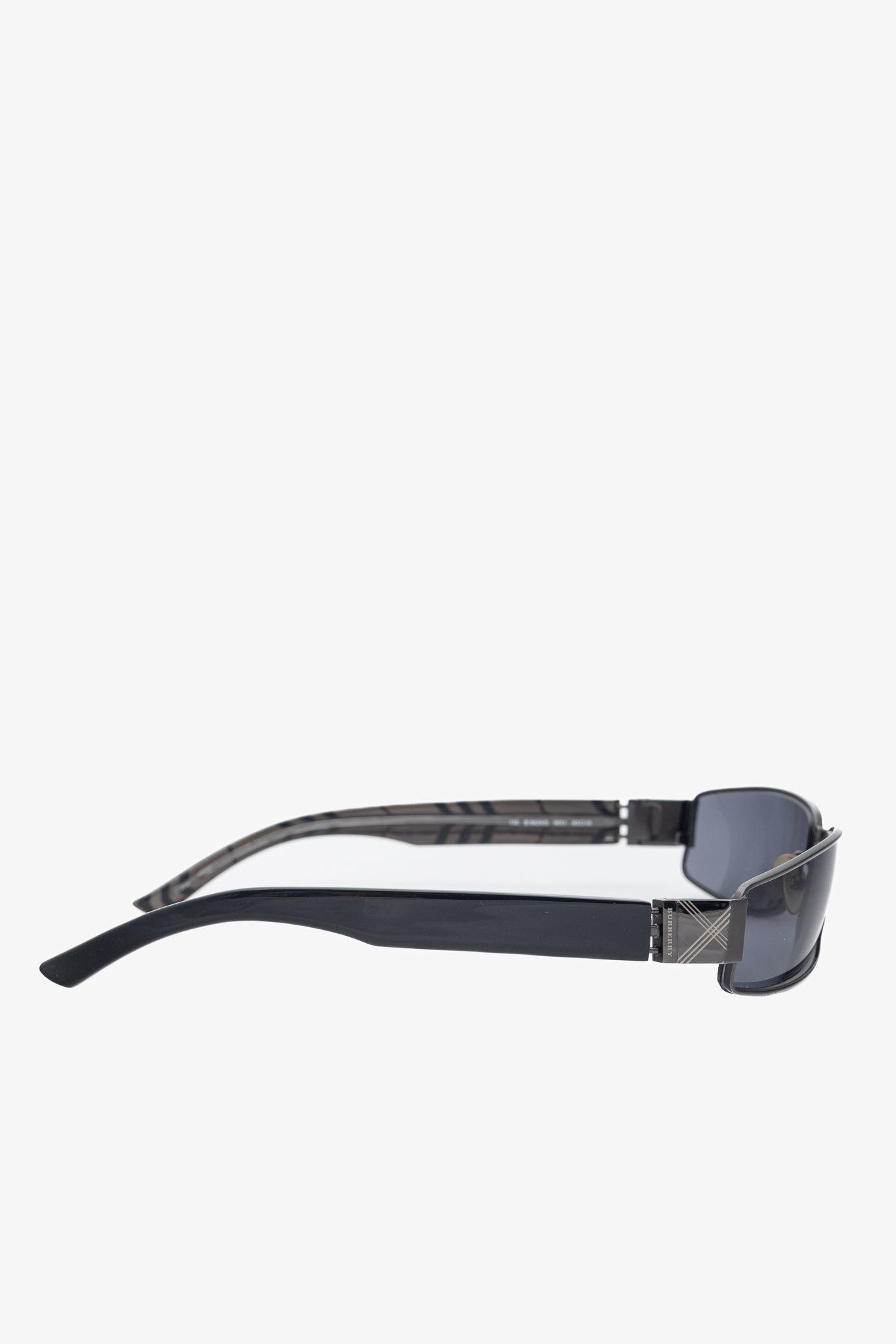 Burberry B9424 Black Check-Temple Rectangular Sunglasses