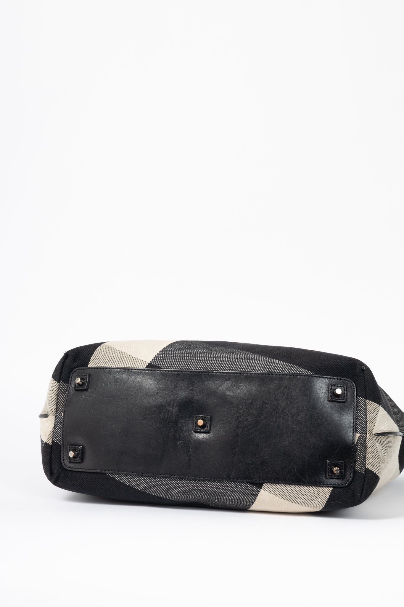 Burberry Mega Check Canvas Leather-Trim Tote