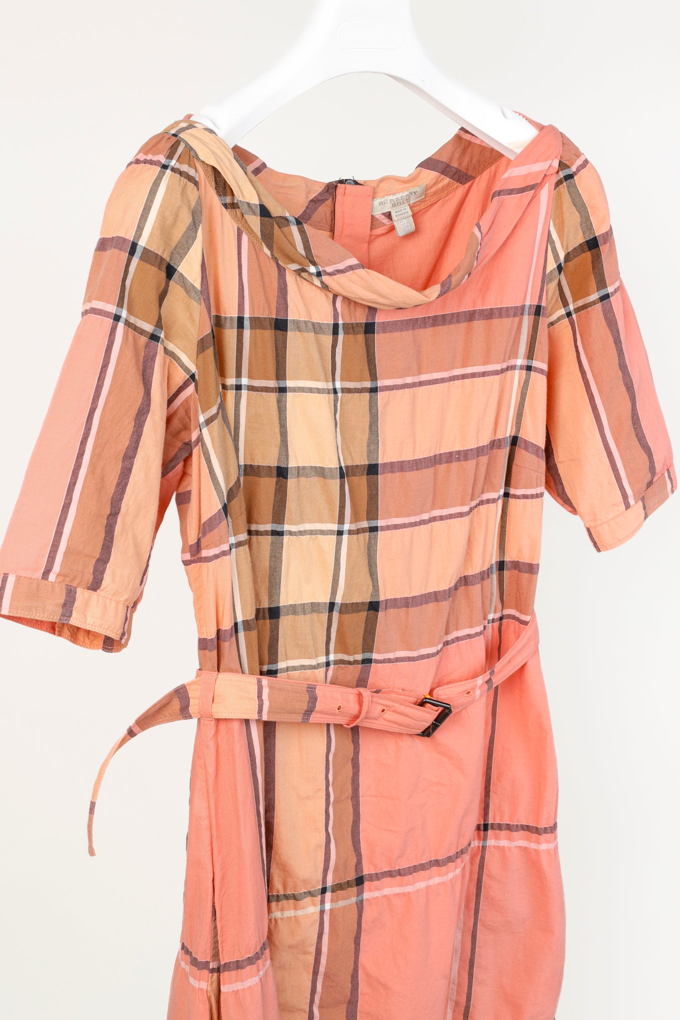 Burberry Brit Pink Check Belted Shift Dress