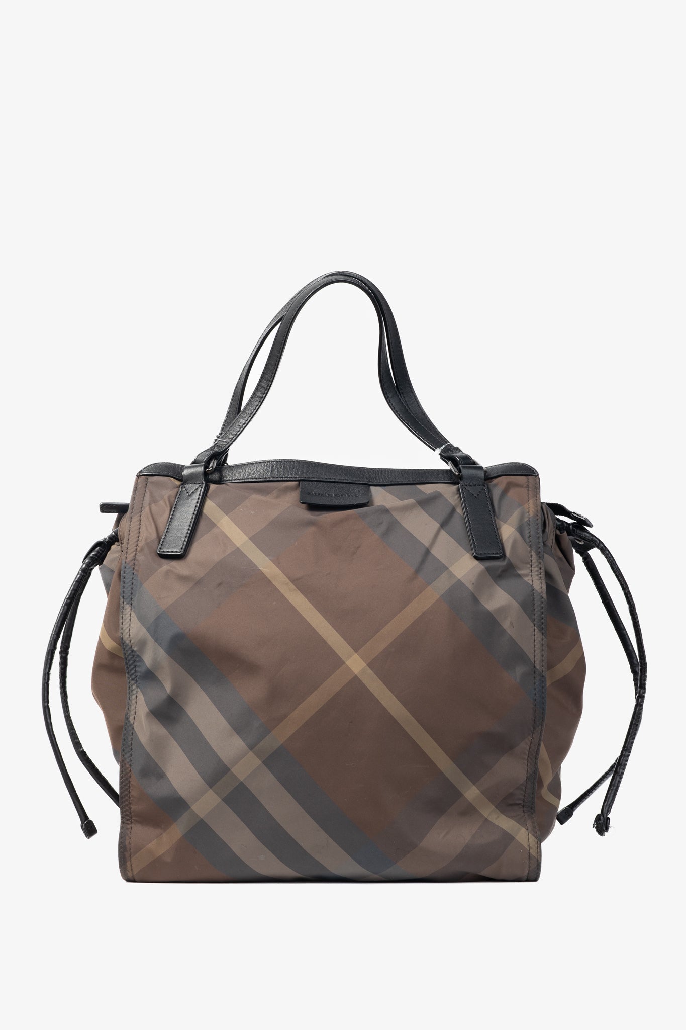 Burberry Buckleigh Brown Check Taffeta Leather-Trim Packable Tote