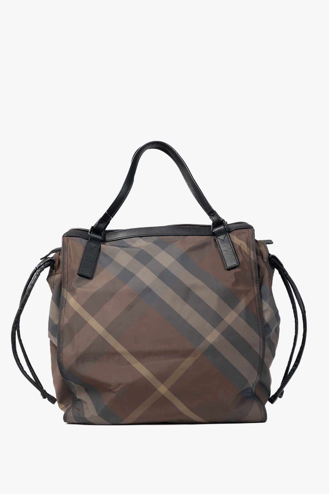 Burberry Buckleigh Brown Check Taffeta Leather-Trim Packable Tote