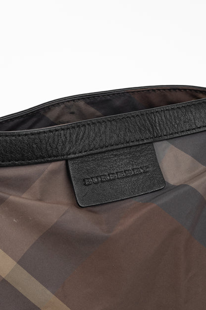 Burberry Buckleigh Brown Check Taffeta Leather-Trim Packable Tote