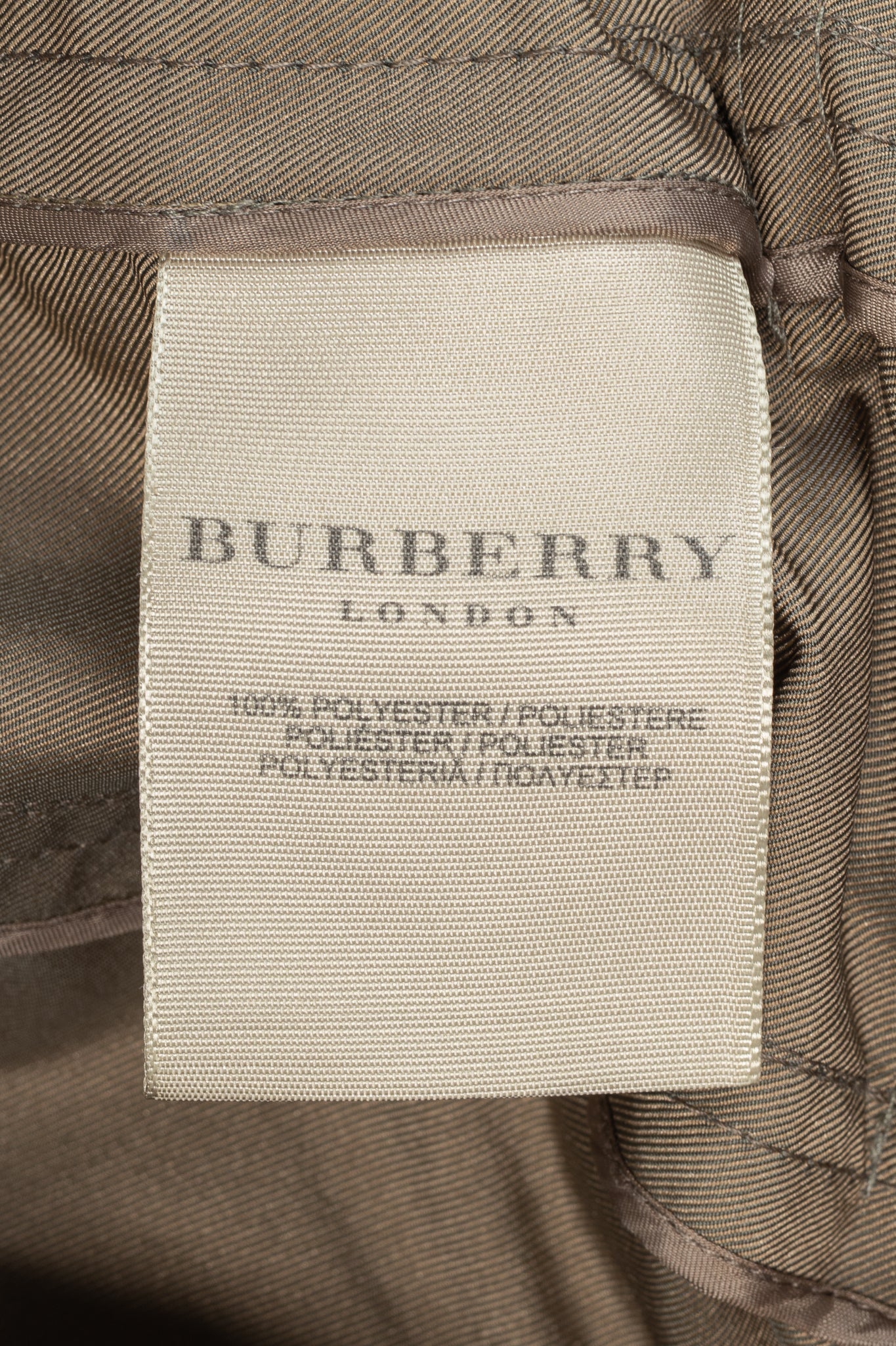 Burberry Taupe Taffeta Double-Breasted Belted Short Trench Jacket