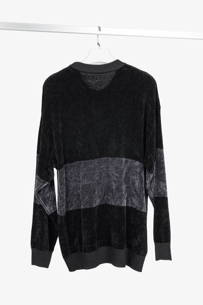 Burberry Vintage Black Chenille Checkered-Logo Sweater