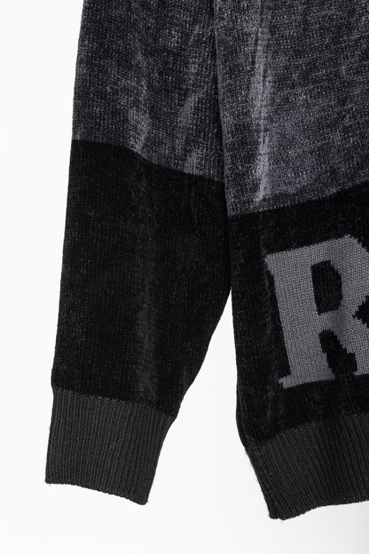 Burberry Vintage Black Chenille Checkered-Logo Sweater