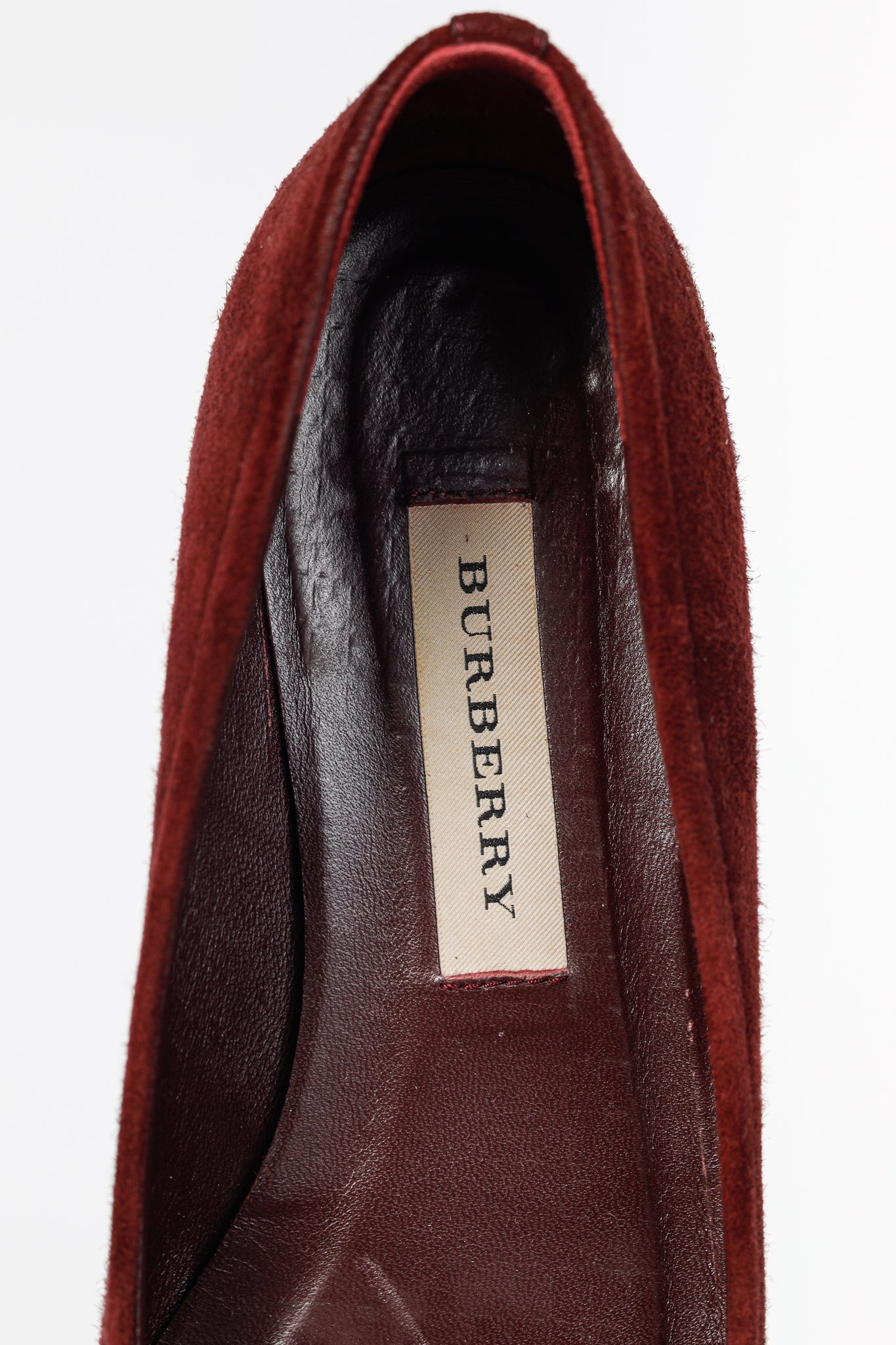 Burberry Leygreen Mahogany Red Suede Trench Buckle Ballerina Flats