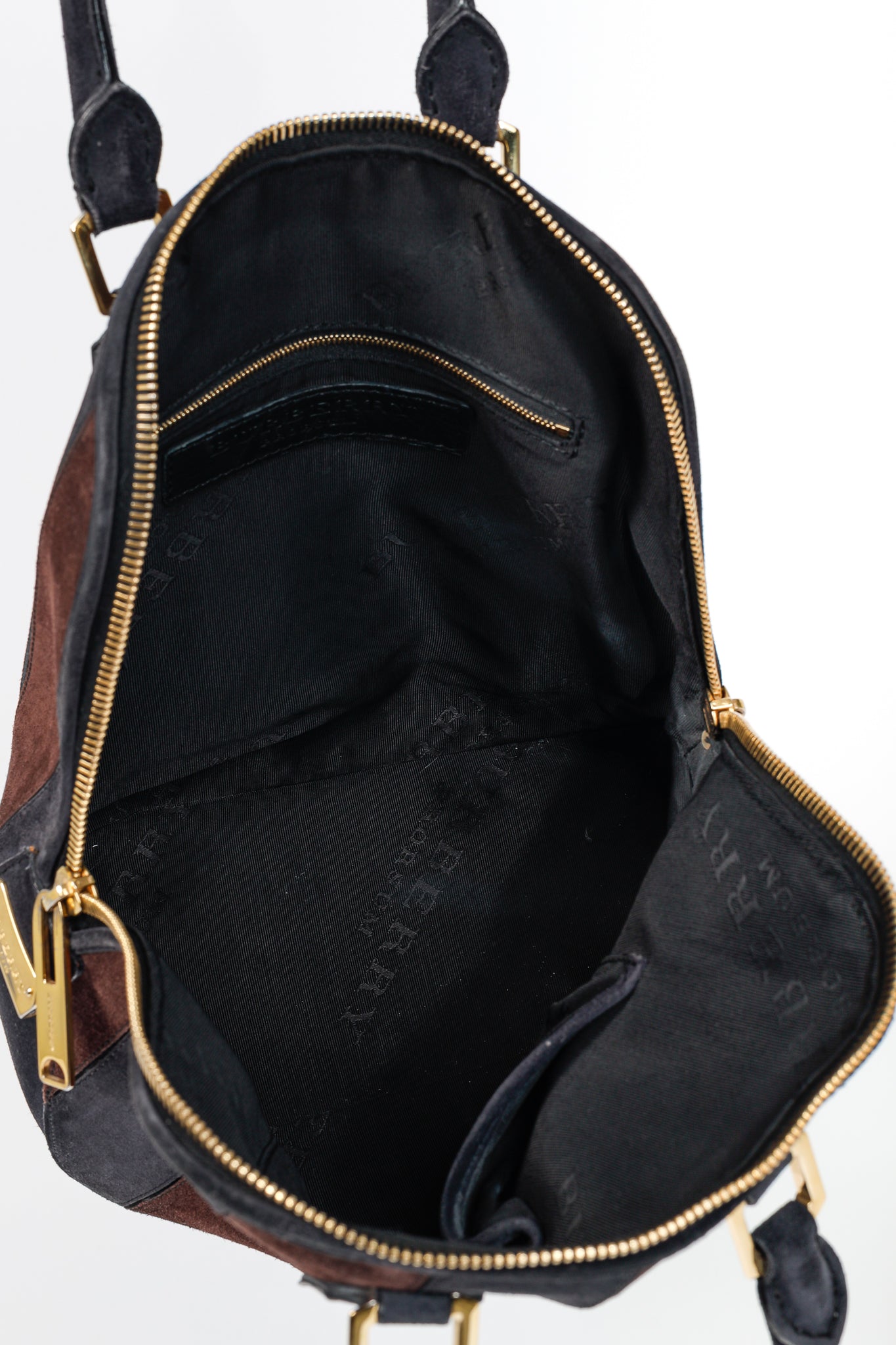 Burberry Prorsum Orchard Black Currant and Plum Suede Stripes Bag