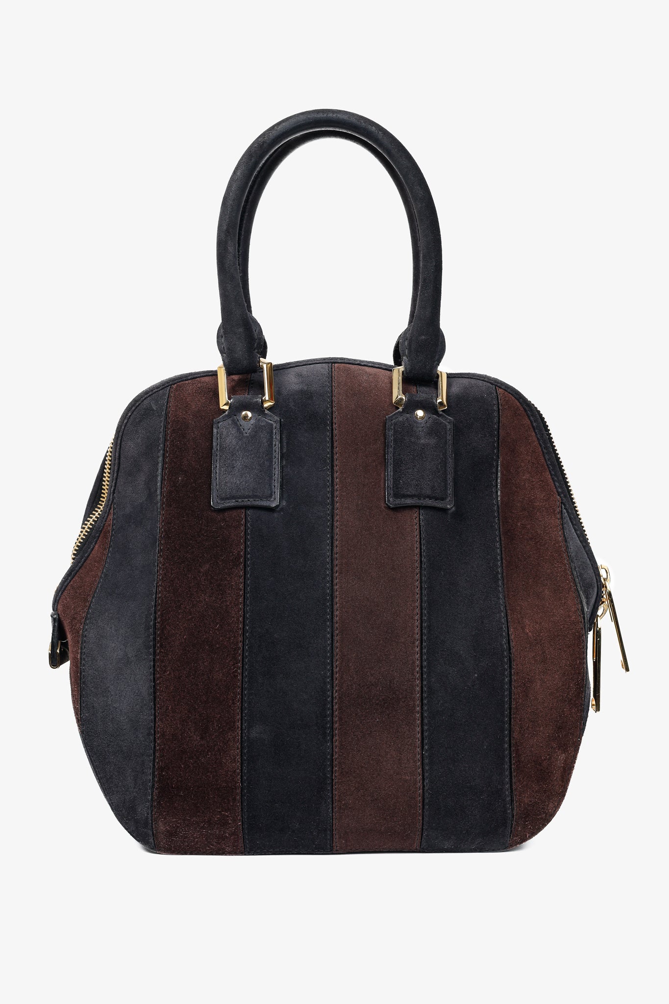 Burberry Prorsum Orchard Black Currant and Plum Suede Stripes Bag