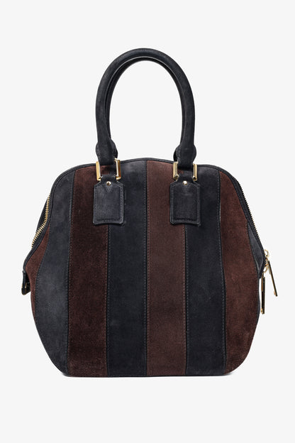 Burberry Prorsum Orchard Black Currant and Plum Suede Stripes Bag