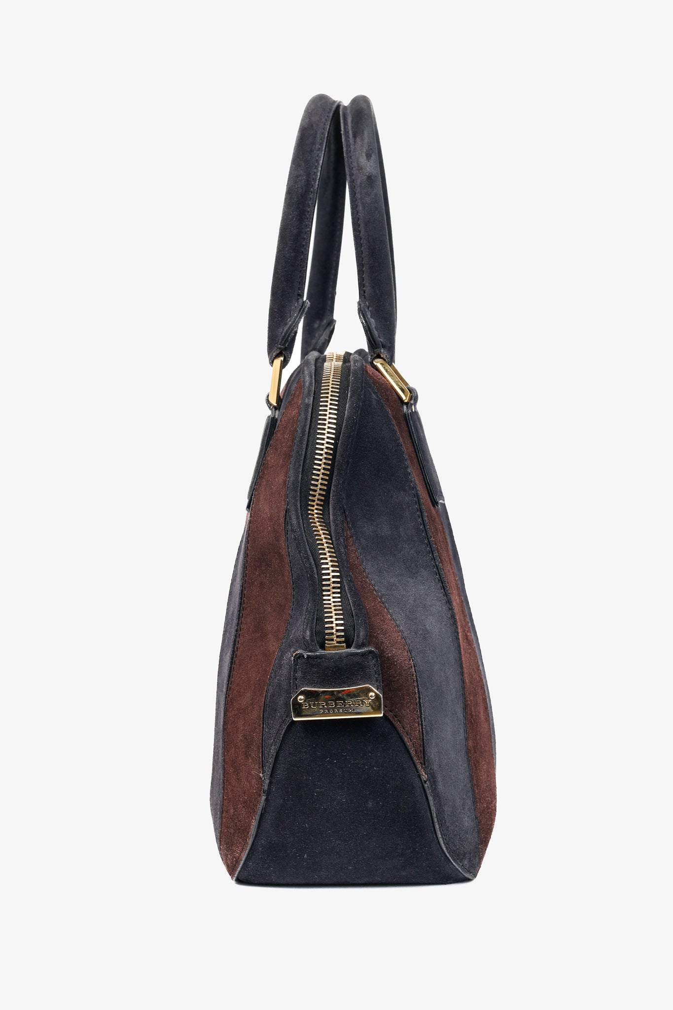 Burberry Prorsum Orchard Black Currant and Plum Suede Stripes Bag