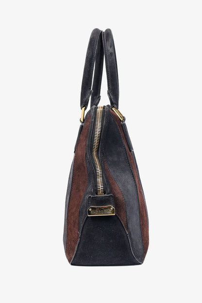 Burberry Prorsum Orchard Black Currant and Plum Suede Stripes Bag