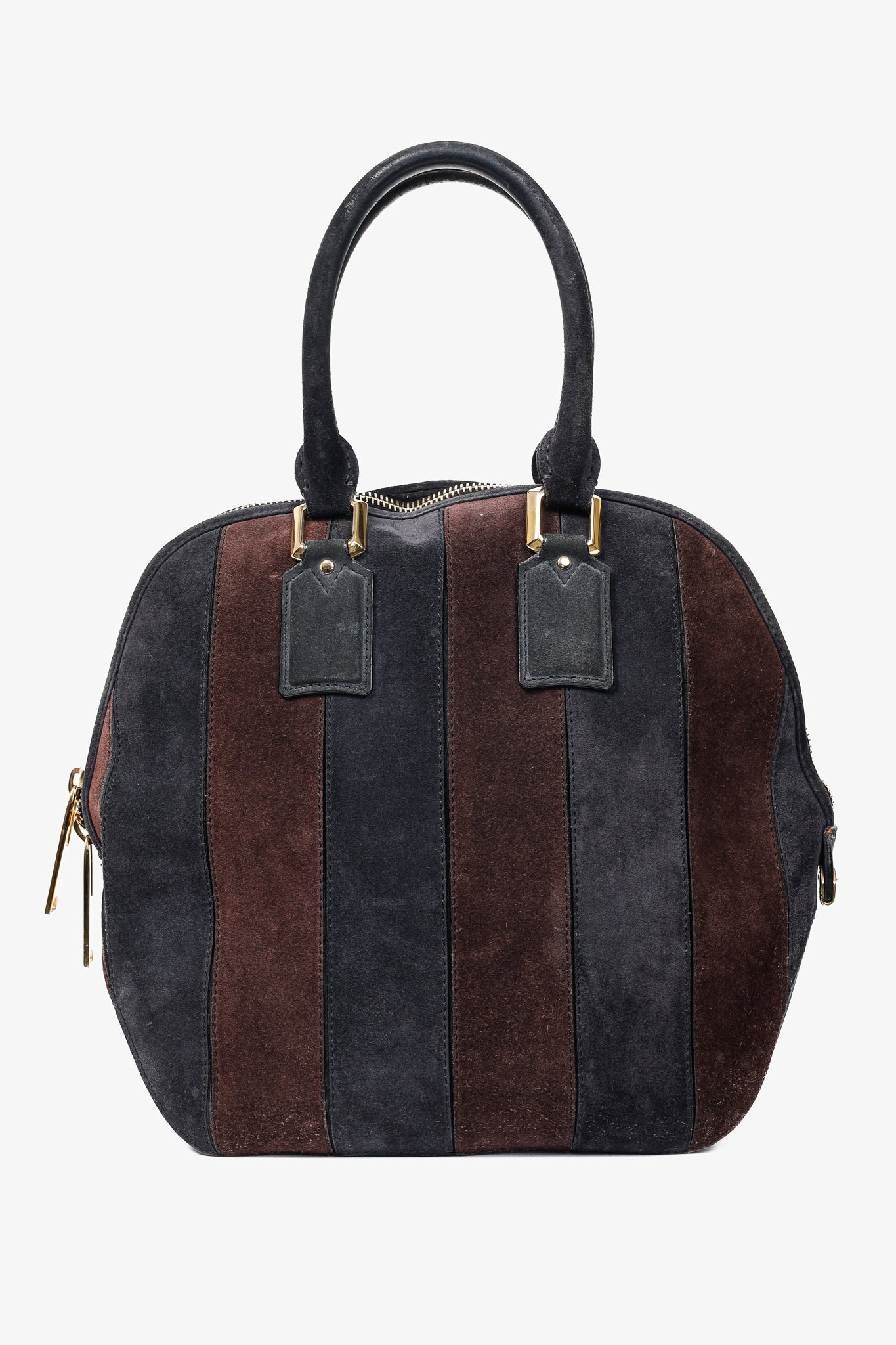 Burberry Prorsum Orchard Black Currant and Plum Suede Stripes Bag
