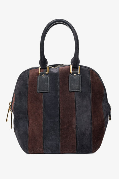 Burberry Prorsum Orchard Black Currant and Plum Suede Stripes Bag