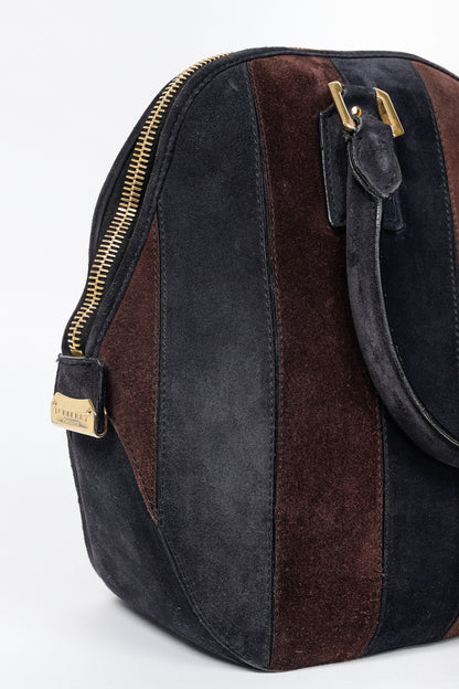 Burberry Prorsum Orchard Black Currant and Plum Suede Stripes Bag