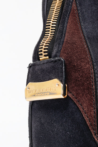 Burberry Prorsum Orchard Black Currant and Plum Suede Stripes Bag
