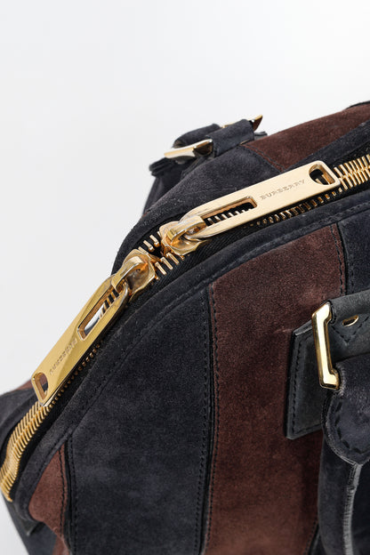 Burberry Prorsum Orchard Black Currant and Plum Suede Stripes Bag