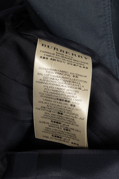 Burberry Black Cotton Leather-Trim Double-Breasted Belted Trench Coat