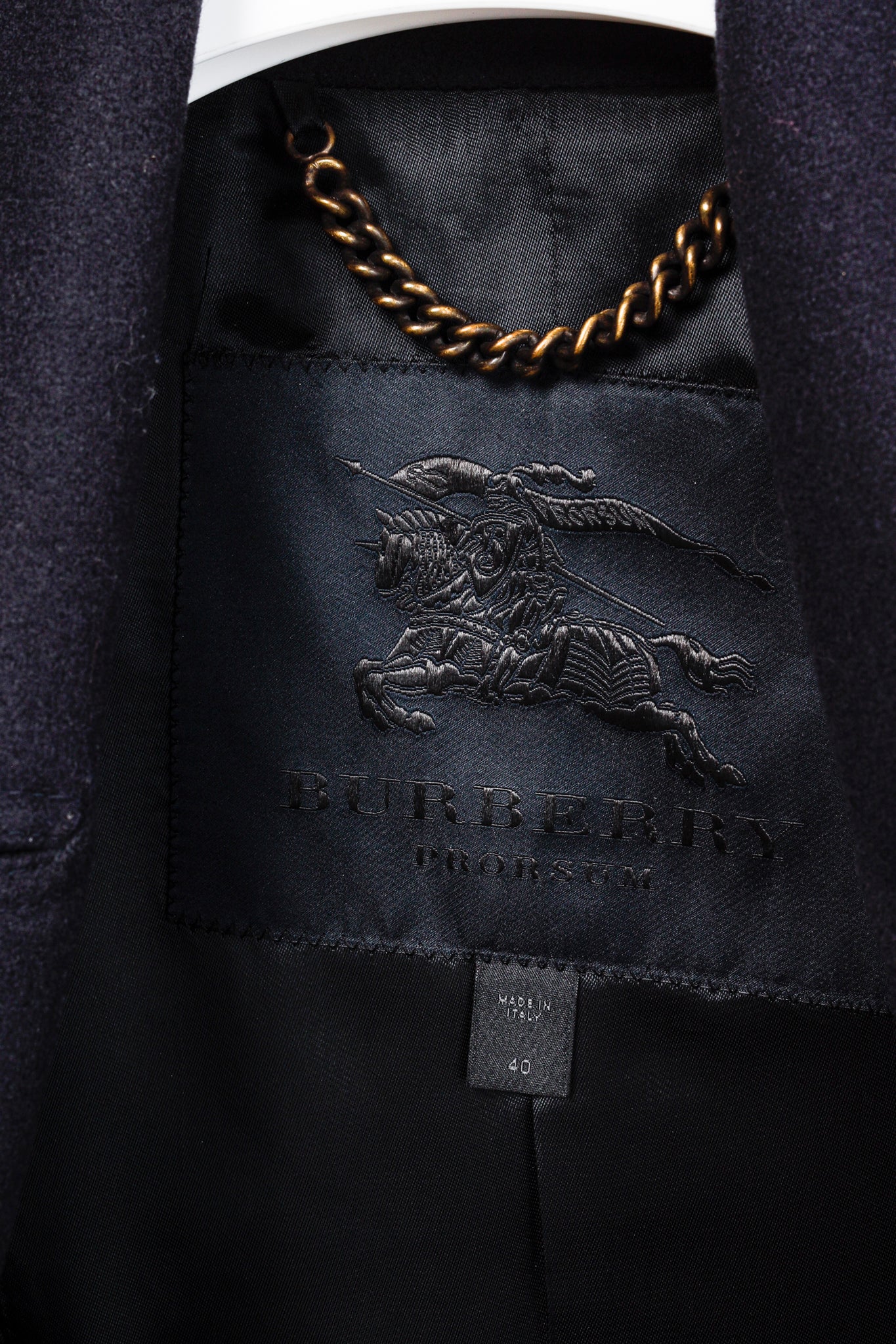 Burberry Prorsum Navy Wool Tulle Trim Pea Coat