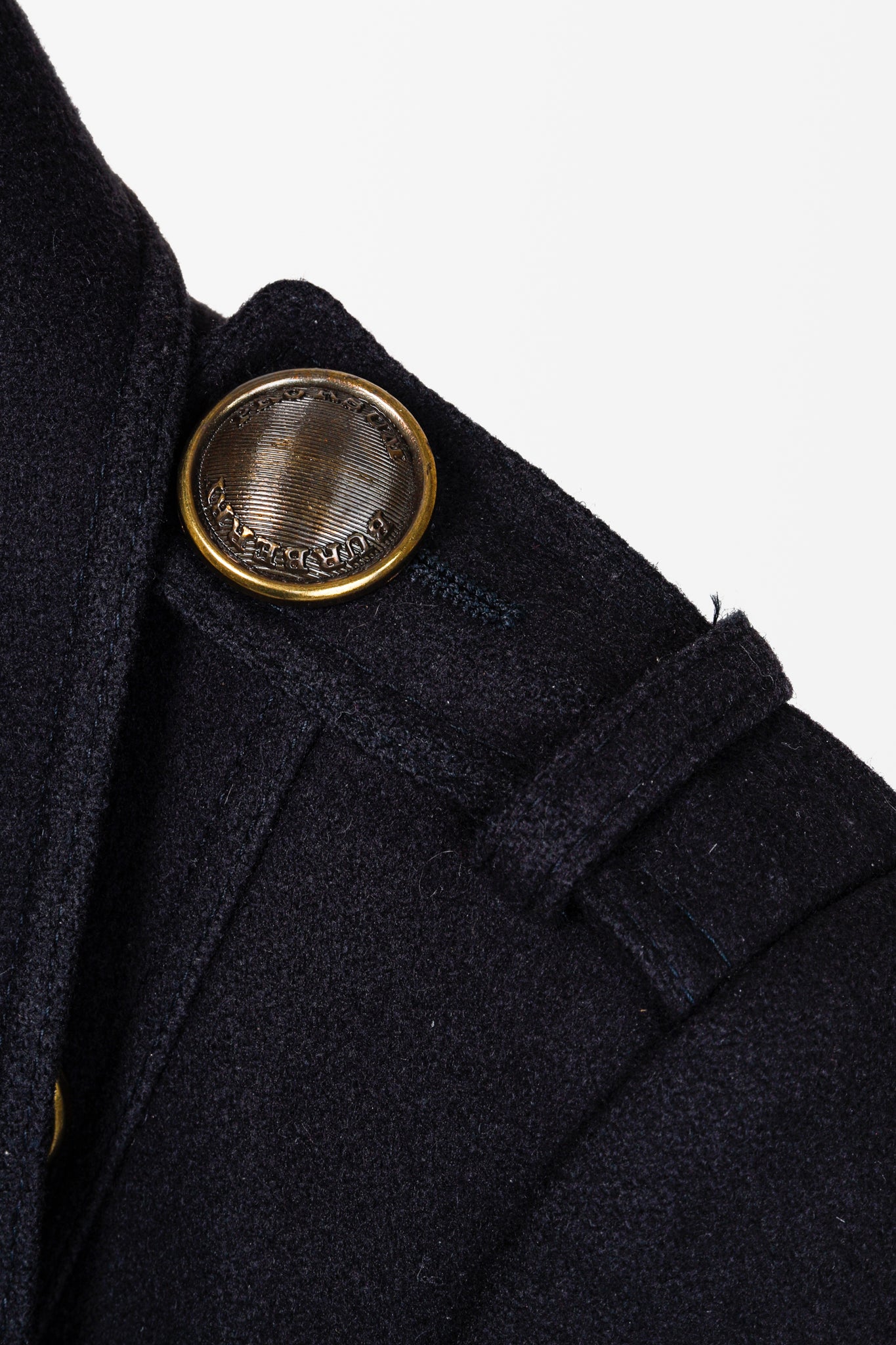 Burberry Prorsum Navy Wool Tulle Trim Pea Coat