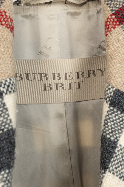 Burberry Brit Beige Check Wool Double-Breasted Jacket