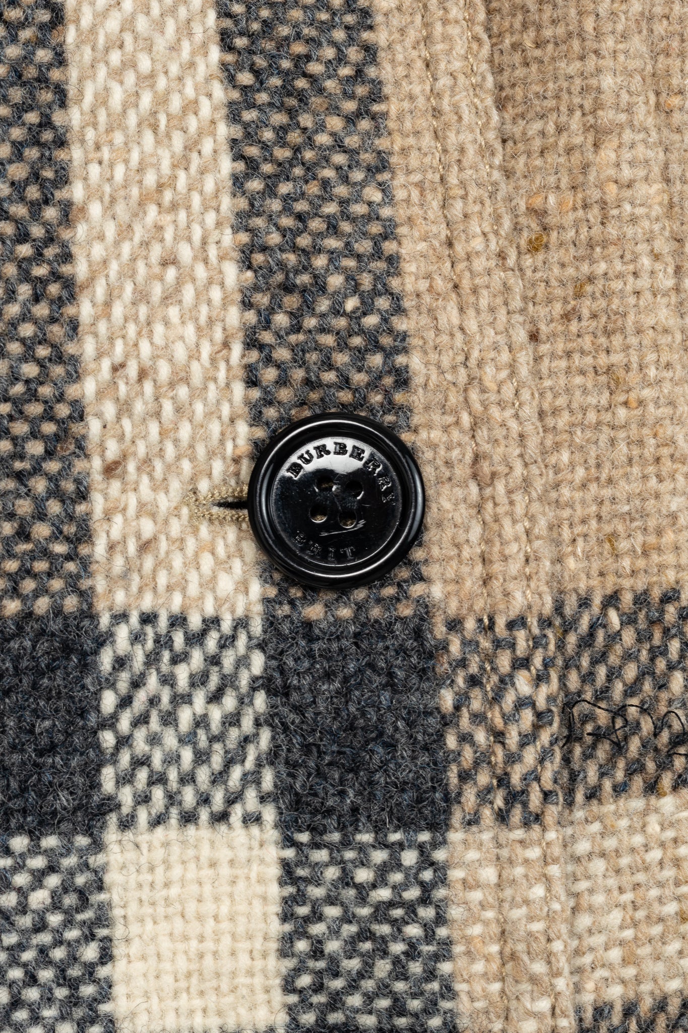 Burberry Brit Beige Check Wool Double-Breasted Jacket