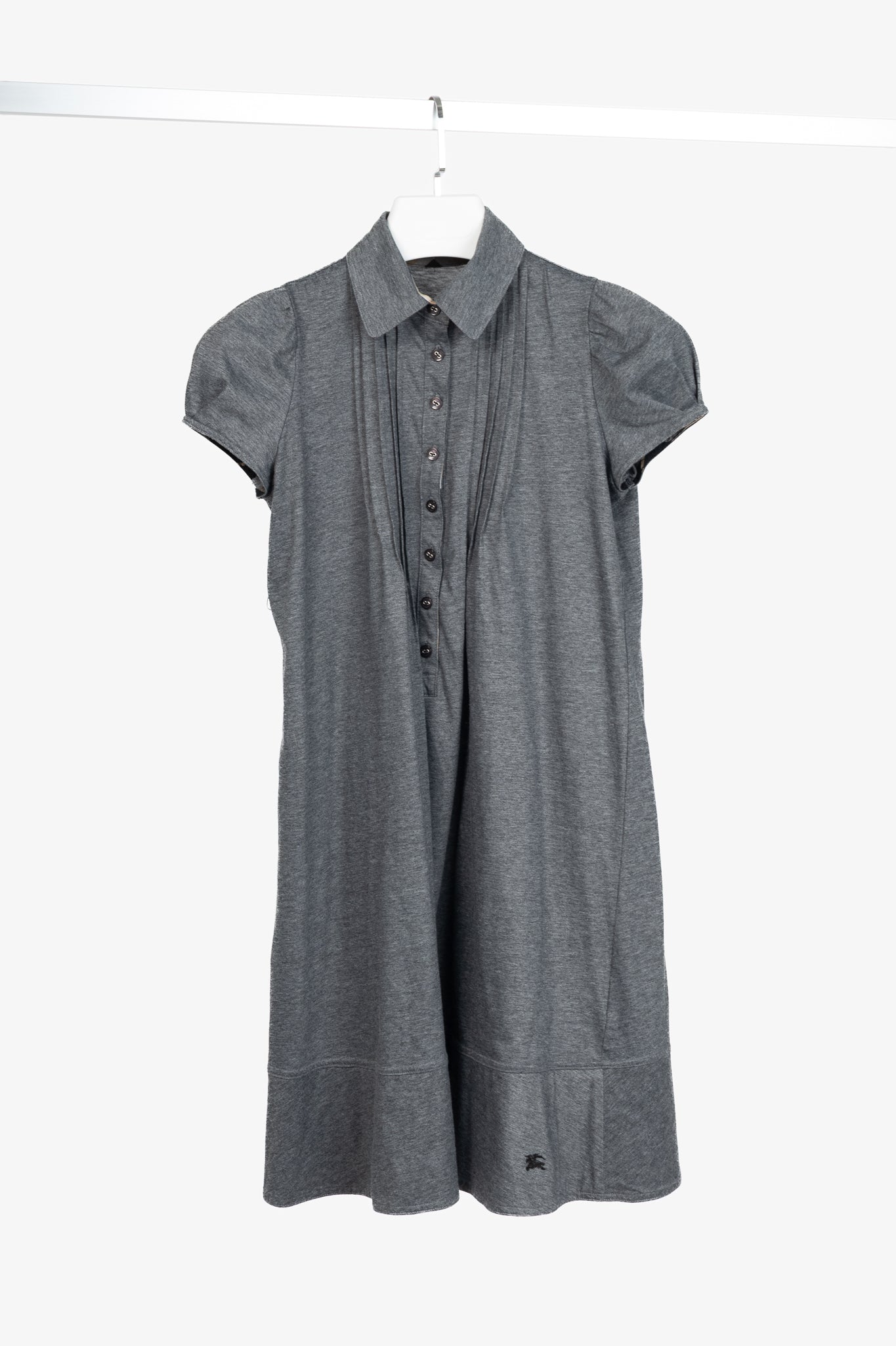 Burberry Blue Label Grey-Jersey Pintuck Flare-Hem Polo Dress