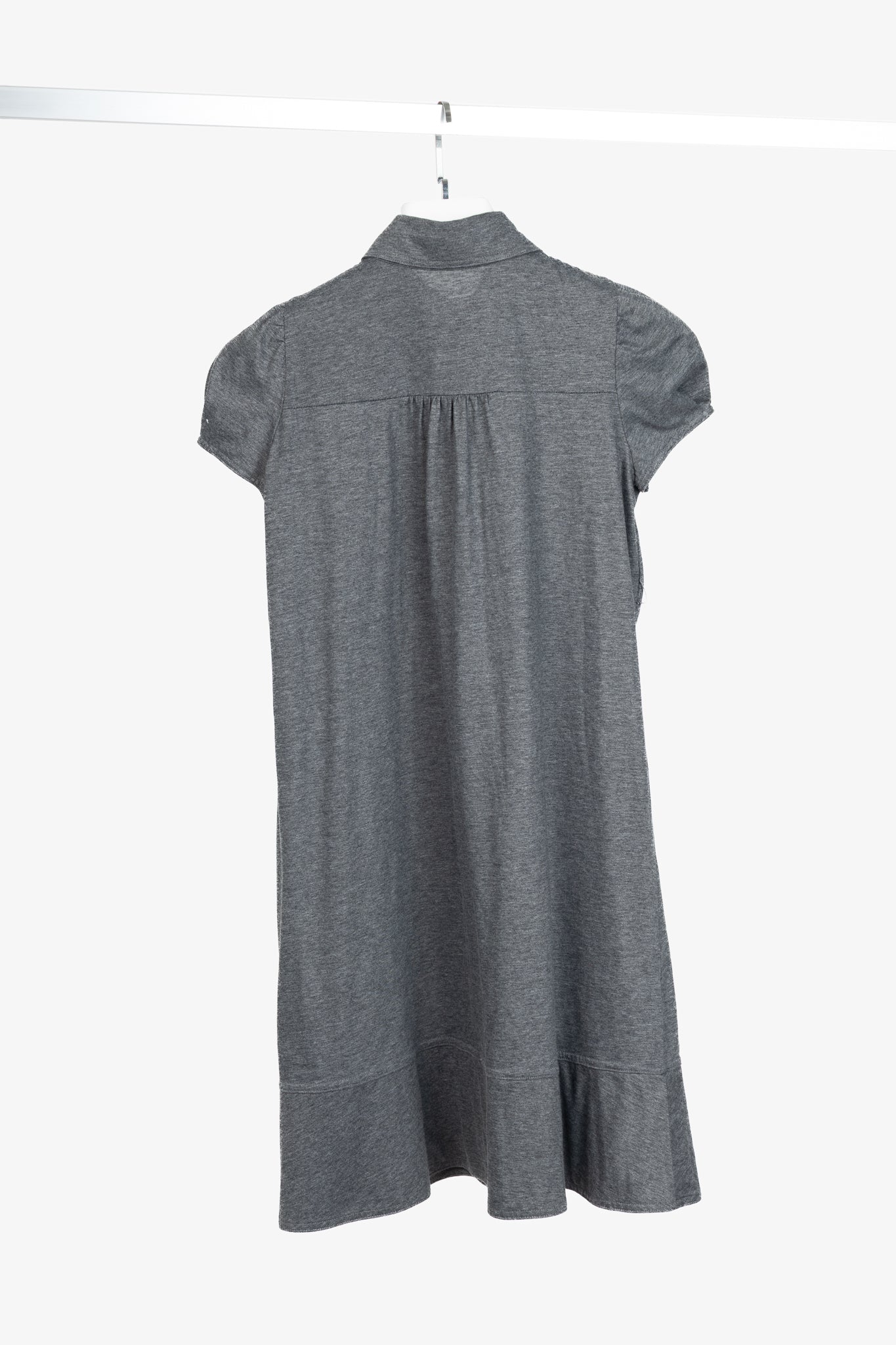 Burberry Blue Label Grey-Jersey Pintuck Flare-Hem Polo Dress