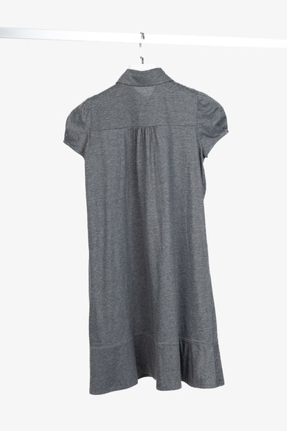 Burberry Blue Label Grey-Jersey Pintuck Flare-Hem Polo Dress