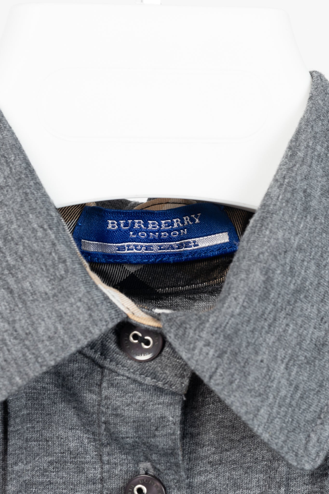 Burberry Blue Label Grey-Jersey Pintuck Flare-Hem Polo Dress