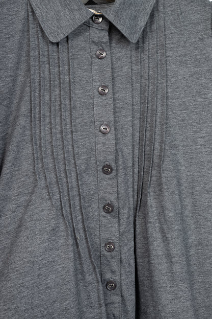 Burberry Blue Label Grey-Jersey Pintuck Flare-Hem Polo Dress
