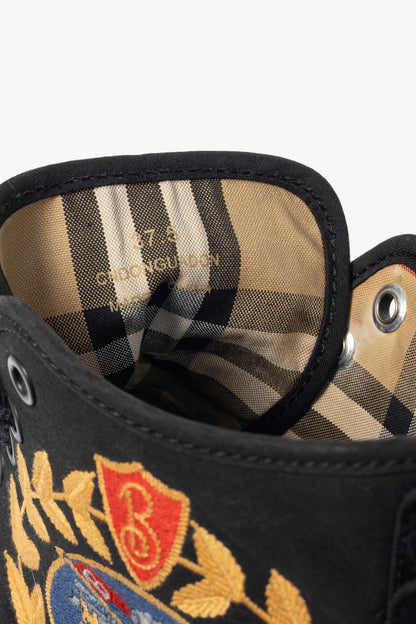 Burberry Kingly Big C Black Embroidered High-Top Lace-Up Sneakers